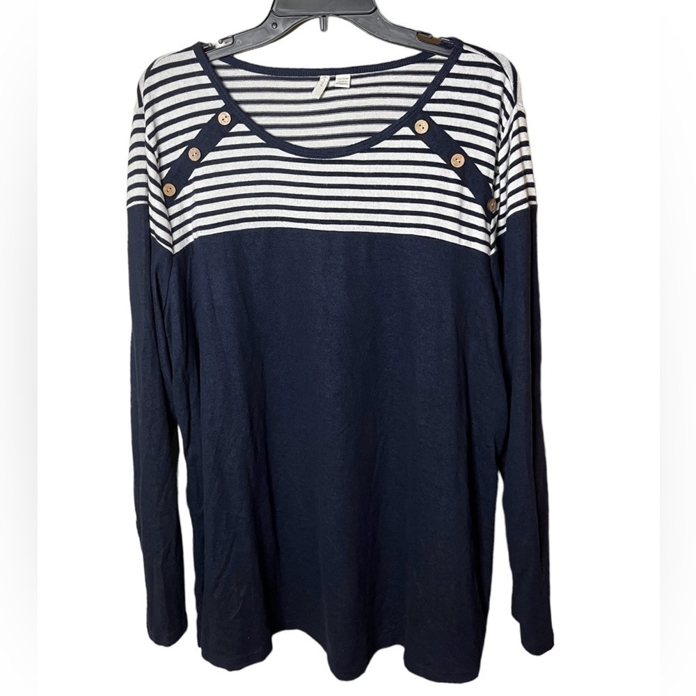 Cato Women’s Striped Long Sleeve Plus Size Sweater